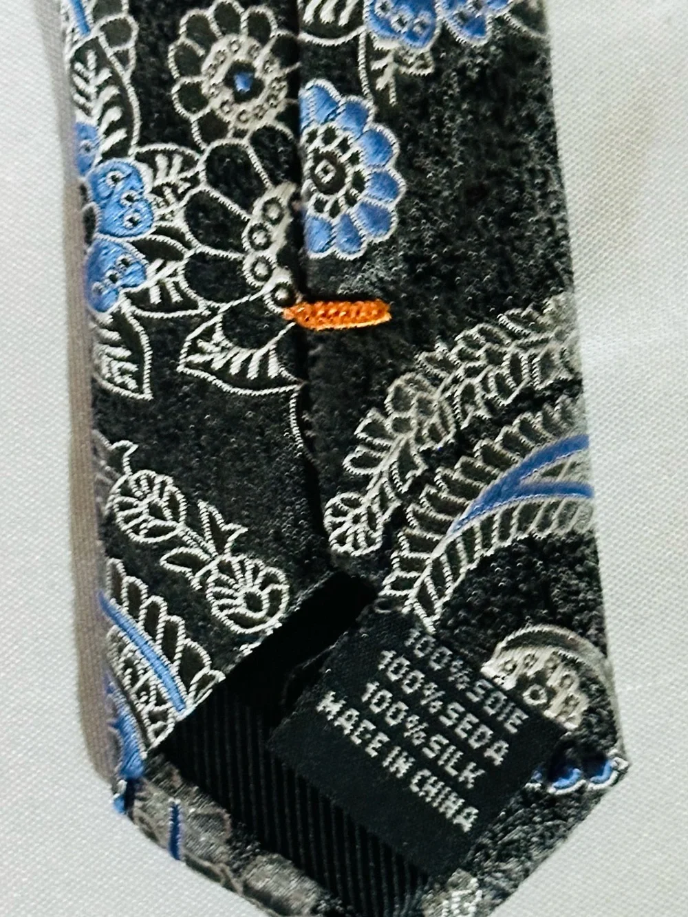 Men's Peacock 100% Silk Handmade Black and Blue Paisley Tie